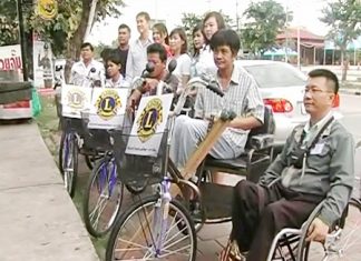Four needy residents receive the new wheelchairs